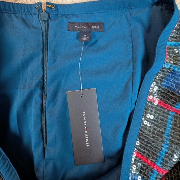 NWT Tommy HIlfiger Plaid Tartan Sequin Pencil Skirt Size 14 - Picture 5 of 5